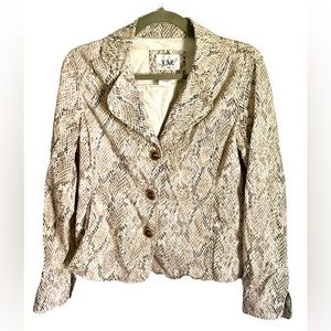 Live A Little Women’s Jacket‎ Beige Animal Print Long Sleeve  Blazer Size S
